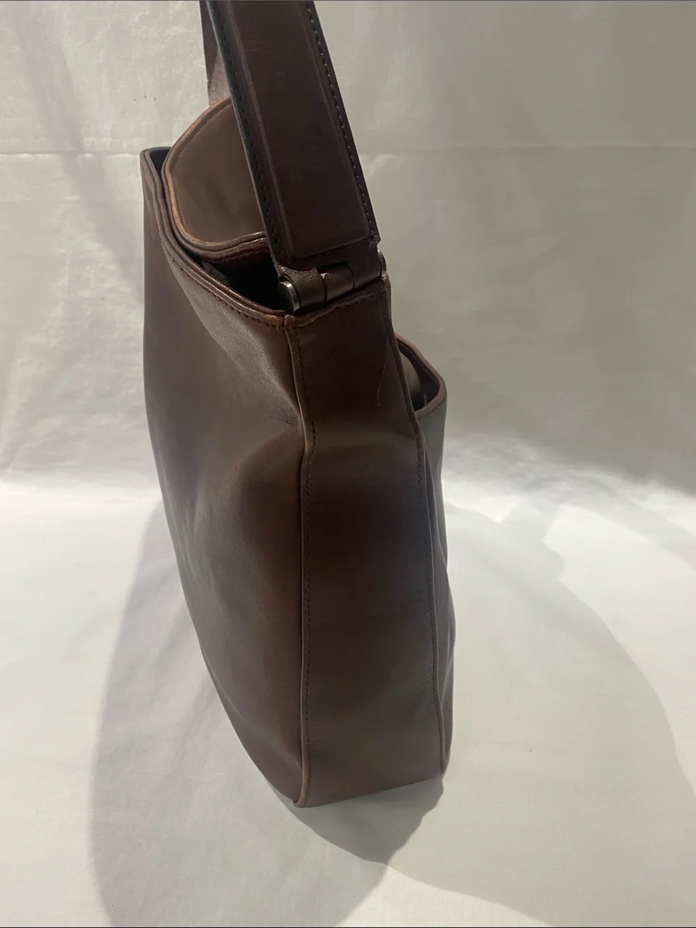 Coach 9180 USA Brown Leather Shoulder Bag with Front Slip Pocket